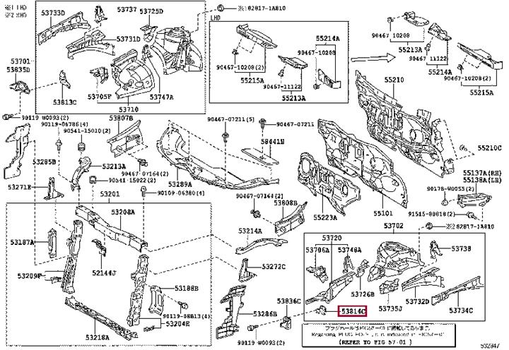 5381405020 Toyota Wing bracket