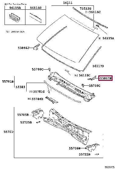 Toyota 53867-60070 Wing seal 5386760070