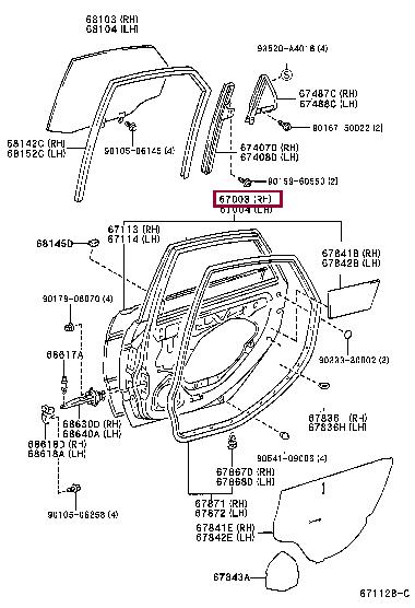 6700305070 Toyota Rear right door trim