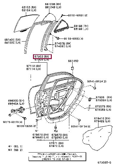 6700305110 Toyota Door rear right