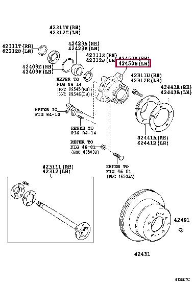 Toyota 42460-60030 Wheel hub with bearing, rear left 4246060030