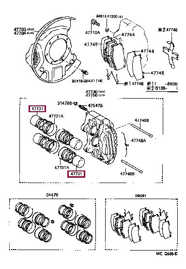 Toyota 47731-60010 Brake caliper piston 4773160010