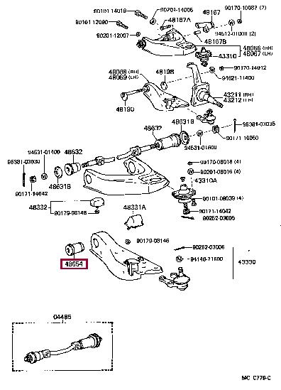 Rubber bushes Toyota Modell F: 4806127011 Toyota Silent block, front lower arm