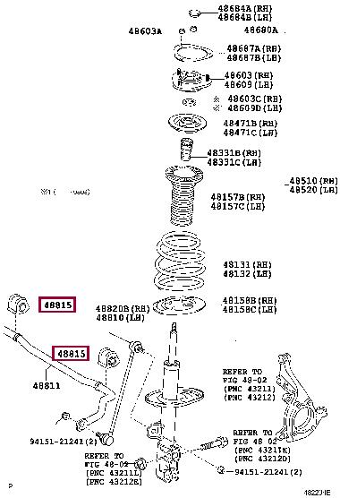 Toyota 48815-42070 Front stabilizer bush, left 4881542070