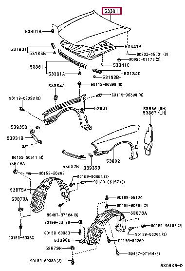 Car hood Toyota: 5330105020 Toyota Hood