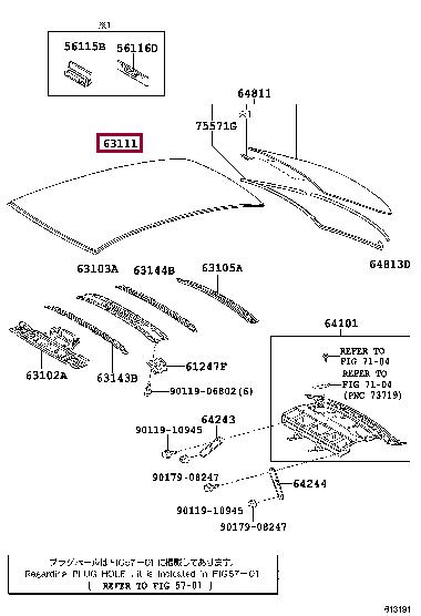 6311112870 Toyota Roof panel