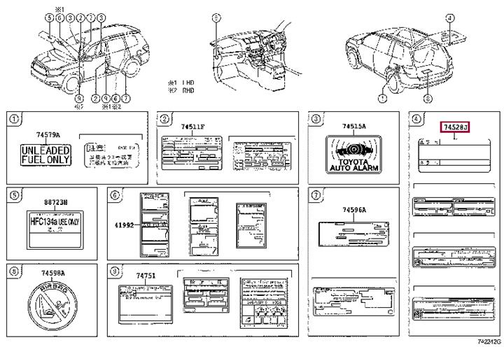 7452848090 Toyota Label