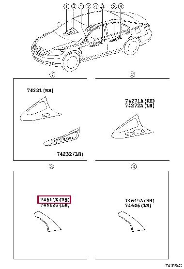 7461233050 Toyota Cover, assist grip, rh front side