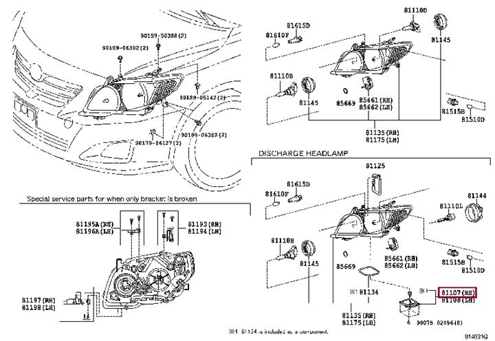 Toyota 81107-12A80 Computer sub-assy, headlamp light control, rh 8110712A80