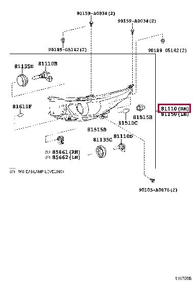 Headlight right Toyota 811100E200