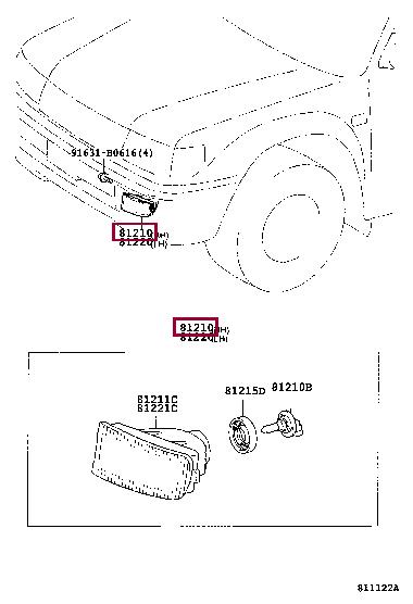 Toyota 81210-60130 Fog lamp 8121060130 8121060130 Toyota Fog lamp