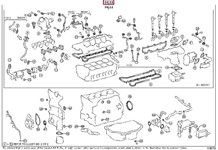 041110R203 Toyota Full Gasket Set, engine