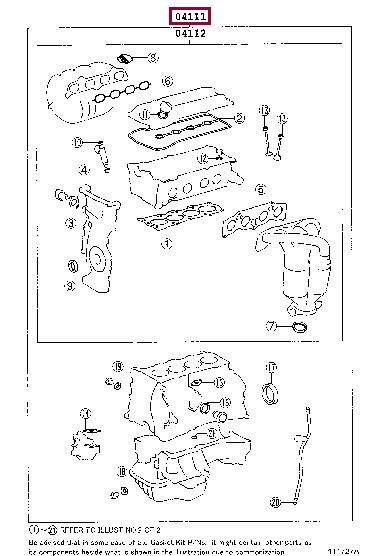 Toyota 04111-28073 Full Gasket Set, engine 0411128073