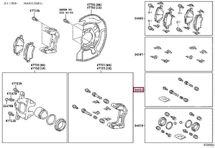 Toyota 04952-02220 Repair Kit, brake caliper 0495202220