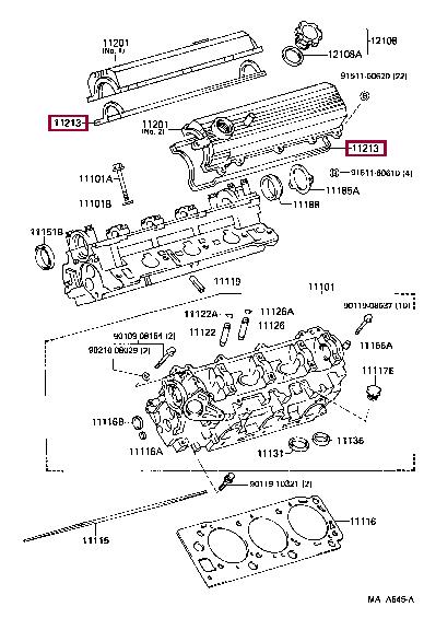 Rocker cover seal Toyota 4 Runner: 1121365010 Toyota Rocker cover gasket