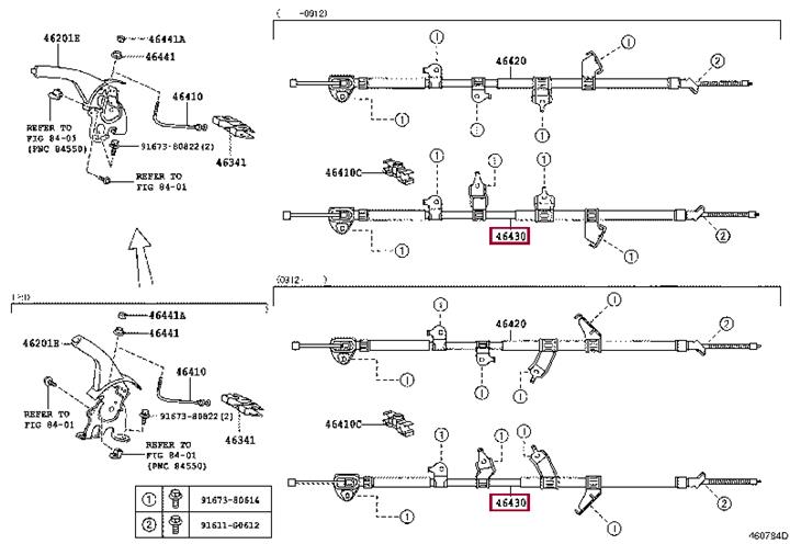 Toyota 46430-42142 Handbrake cable 4643042142 4643042142 Toyota Handbrake cable