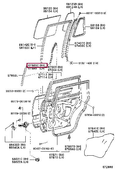 6789560020 Toyota Rear right door seal