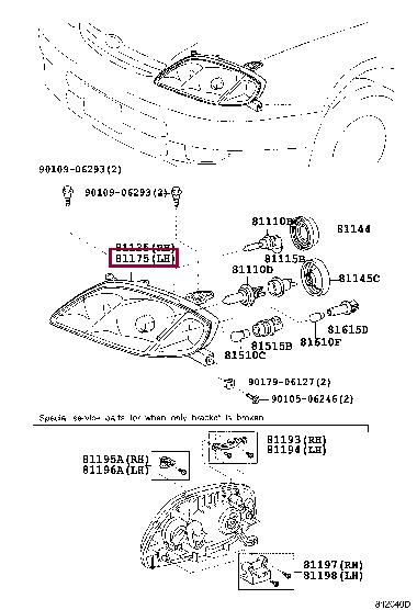 Toyota 81170-02190 Headlamp 8117002190 8117002190 Toyota Headlamp