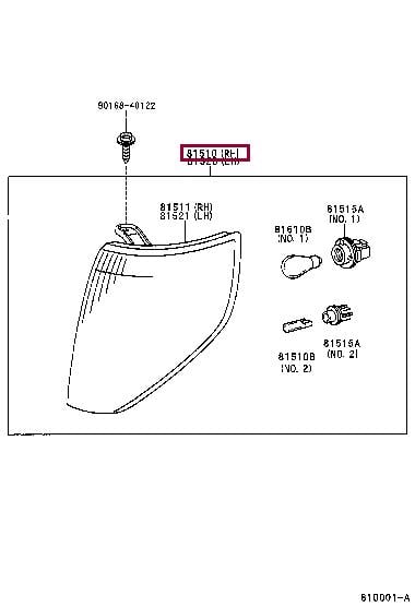 Side indicator Toyota Land Cruiser: 8151060510 Toyota Indicator light