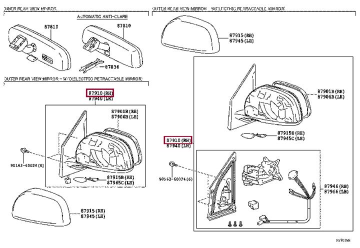 Toyota 87910-42B10 AUSSENSPIEGEL 8791042B10 8791042B10 Toyota AUSSENSPIEGEL