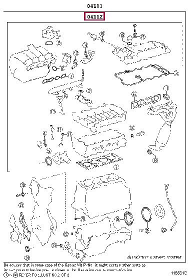 Engine head gasket Toyota Auris: 0411247036 Toyota Gasket Set, cylinder head