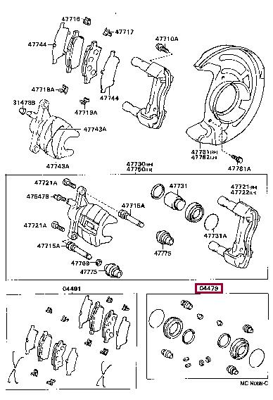 Toyota 04479-20170 Repair Kit, brake caliper 0447920170