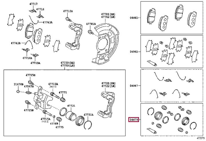 Toyota 04479-22100 Repair Kit, brake caliper 0447922100
