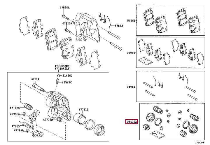 Toyota 04479-22150 Repair Kit, brake caliper 0447922150