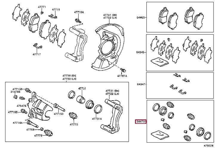 Toyota 04479-33140 Cylinder kit, disc brake, front 0447933140