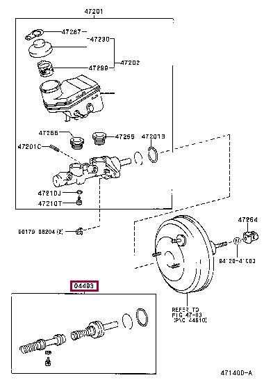 Toyota 04493-52020 Brake master cylinder repair kit 0449352020