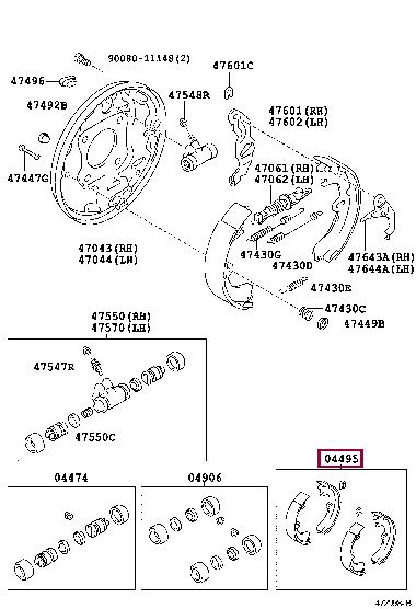 Toyota 04495-01040 Brake shoe set 0449501040