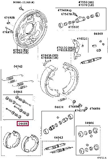 Toyota 04495-06040 Brake shoe set 0449506040