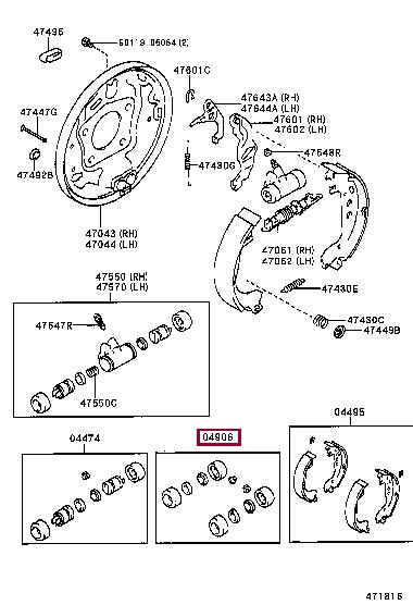 Toyota 04906-10021 Repair kit for brake cylinder 0490610021