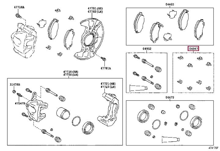 0494705050 Toyota Brake pad fitting kit