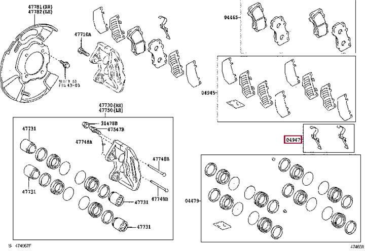 Toyota 04947-35050 Mounting kit brake pads 0494735050