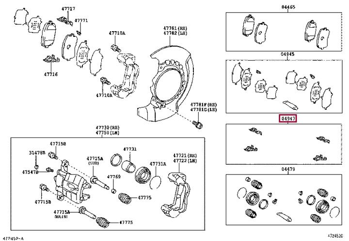 Toyota 04947-44010 Mounting kit brake pads 0494744010