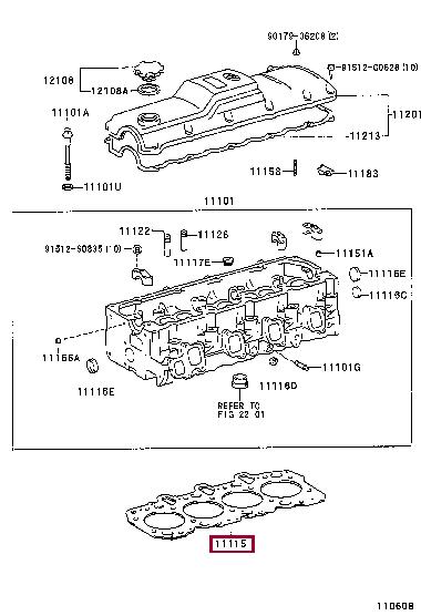 Toyota 11115-67040-01 Gasket, cylinder head 111156704001