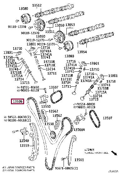 Toyota 13506-0P011 Timing chain 135060P011