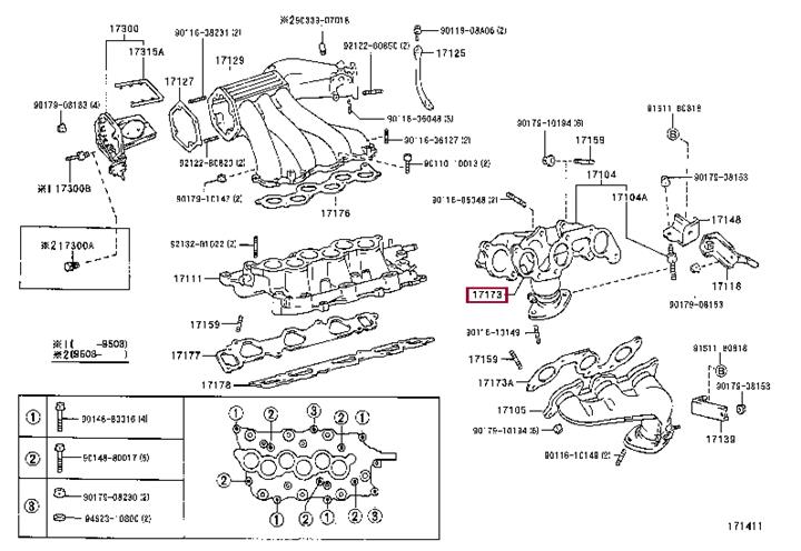Toyota 17173-20010 Exhaust manifold dichtung 1717320010