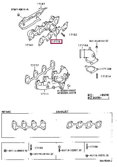 Toyota 17173-54030 Exhaust manifold dichtung 1717354030