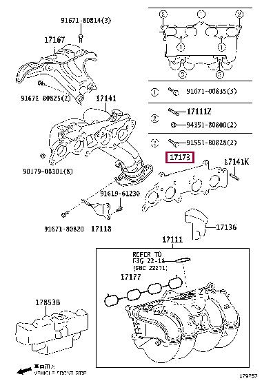 Toyota 17173-75040 Exhaust manifold dichtung 1717375040