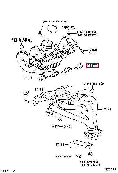 Toyota 17177-23020 Gasket, intake manifold 1717723020