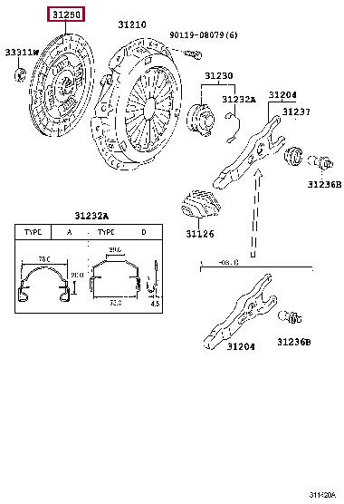 Toyota 31250-26250 Clutch disc 3125026250