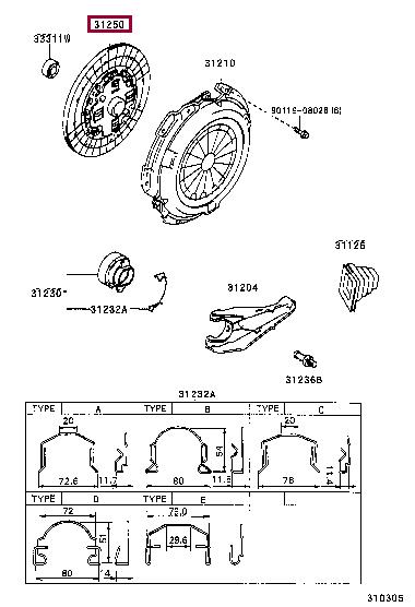 Toyota 31250-35332 Clutch disc 3125035332