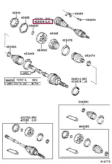 Toyota 42340-30091 Auto part 4234030091