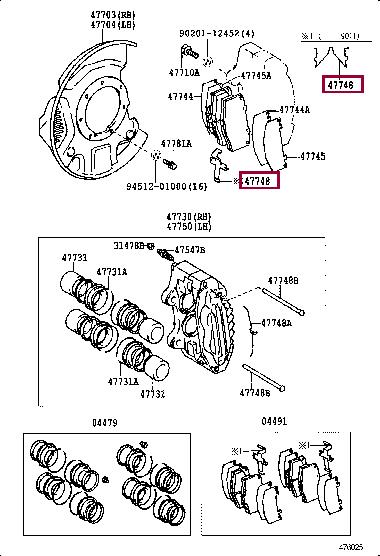 Toyota 47748-60020 Mounting kit brake pads 4774860020