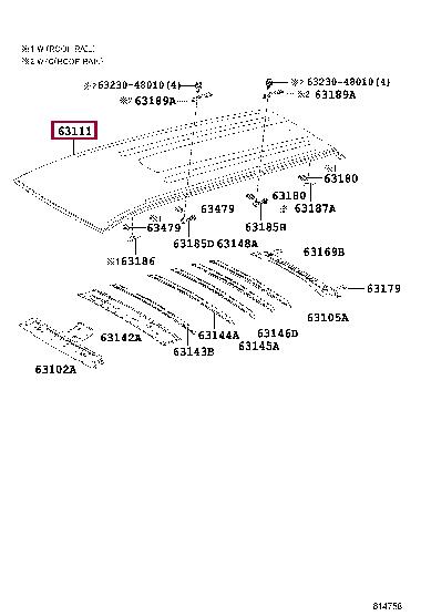 631110E150 Toyota Roof panel