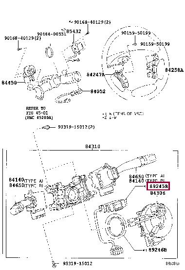 Toyota 89245-33020 Steering wheel position sensor 8924533020