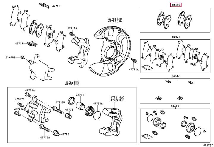 Toyota 04466-02110 Brake pad set 0446602110 0446602110 Toyota Brake pad set