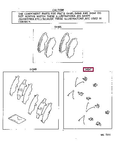 Toyota 04947-33080 Brake pad fitting kit 0494733080 0494733080 Toyota Brake pad fitting kit
